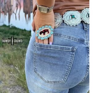 Blazing Buffalo Turquoise Scarf Slide